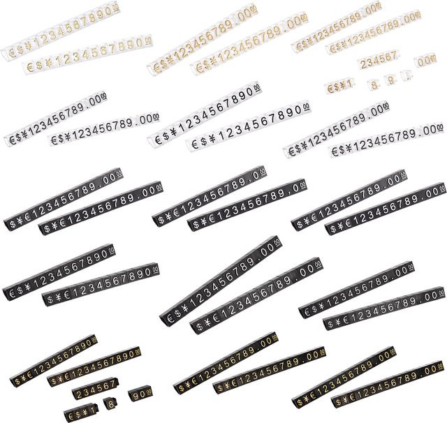 Uxcell Mini-Würfel Ausstellungsständer mit Nummernbuchstaben und Preisschildern, 10 Sets in Gold, Silber und Schwarz - Bild 1