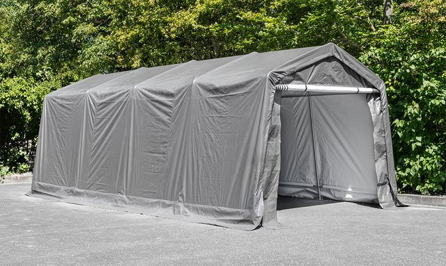 Autogarage Zeltgarage aus Folie in Grau, B/T/H: 610 x 305 x 240 cm - Bild 1