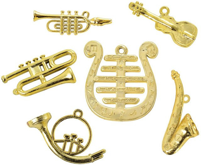 VBS Miniatur Musik-Instrumente Anhänger in Gold für Weihnachten - Bild 1