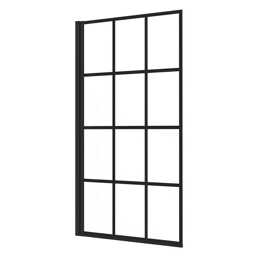AICA Badewannenfaltwand mit kariertem Design in Schwarz und Transparent, H: 140 cm, B: 80 cm, Glasstärke: 4 mm - Bild 2