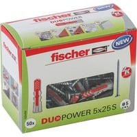Fischer DUOPOWER Universaldübel aus Nylon, Farbe: Grau, Durchmesser: 5 mm, Länge: 25 mm - Bild 1