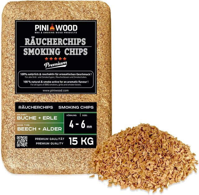 PINI Räucherchips Buche und Erle Gemischt 4-6 mm 15 kg - Bild 1
