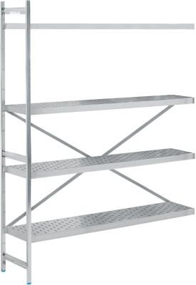 Köhler Regalsystem Anbauregal aus Edelstahl in Silber mit gelochtem Boden, H 200 x B 147,5 x T 40 cm - Bild 1