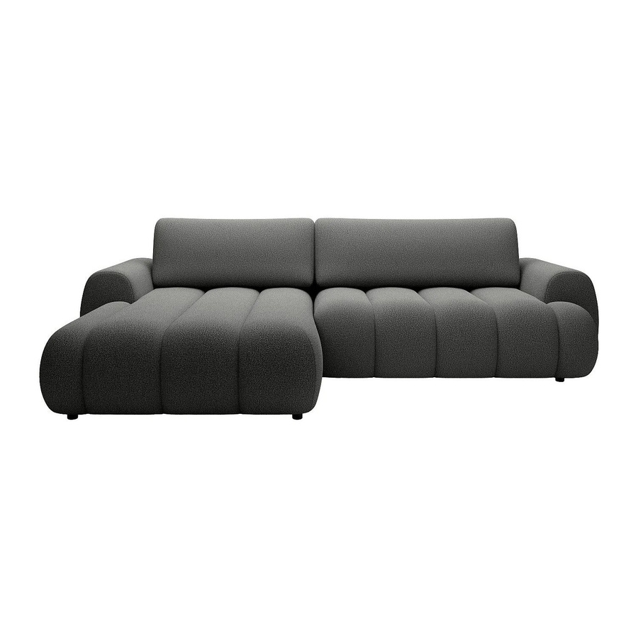 Vente-unique Schlafsofa Fridora Grau mit Schlaffunktion und Armlehnen in L-Form - Bild 2