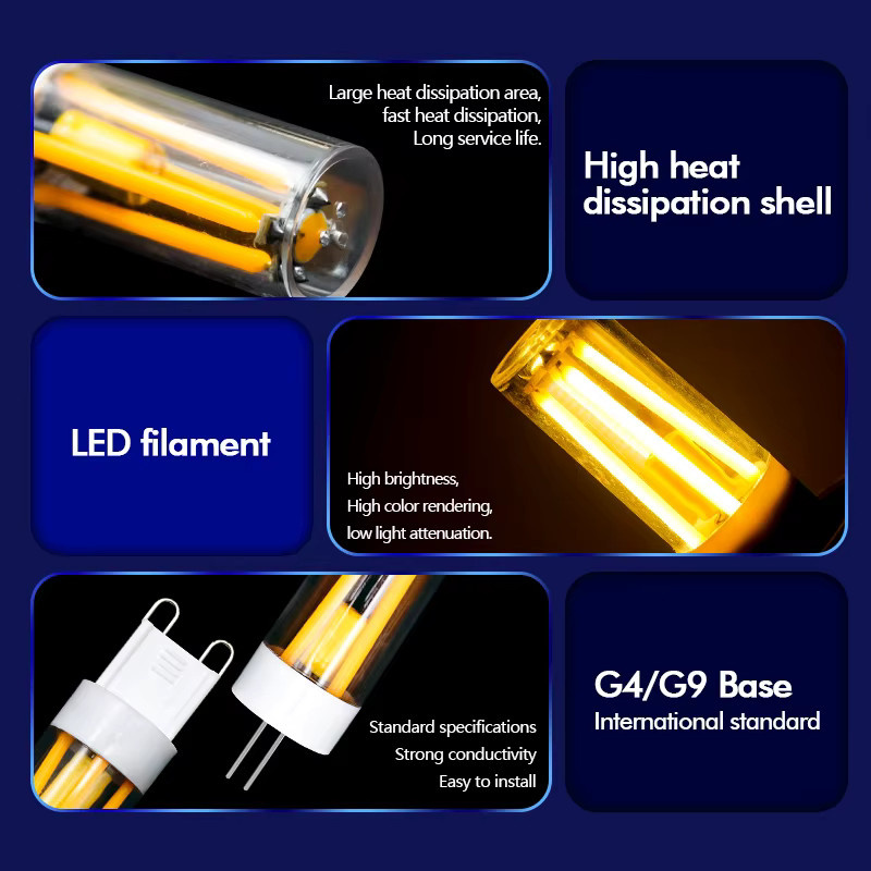 GRZBI G9 LED-Birne COB als Ersatz für Halogenlampen, Cool White, 3 W, 220 V - Bild 3