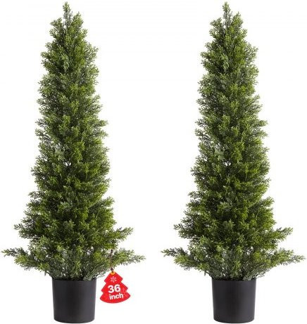 VEVOR Künstliche Formschnitt-Zedernbäume 2er-Set, Grün, Höhe: 91,4 cm - Bild 1