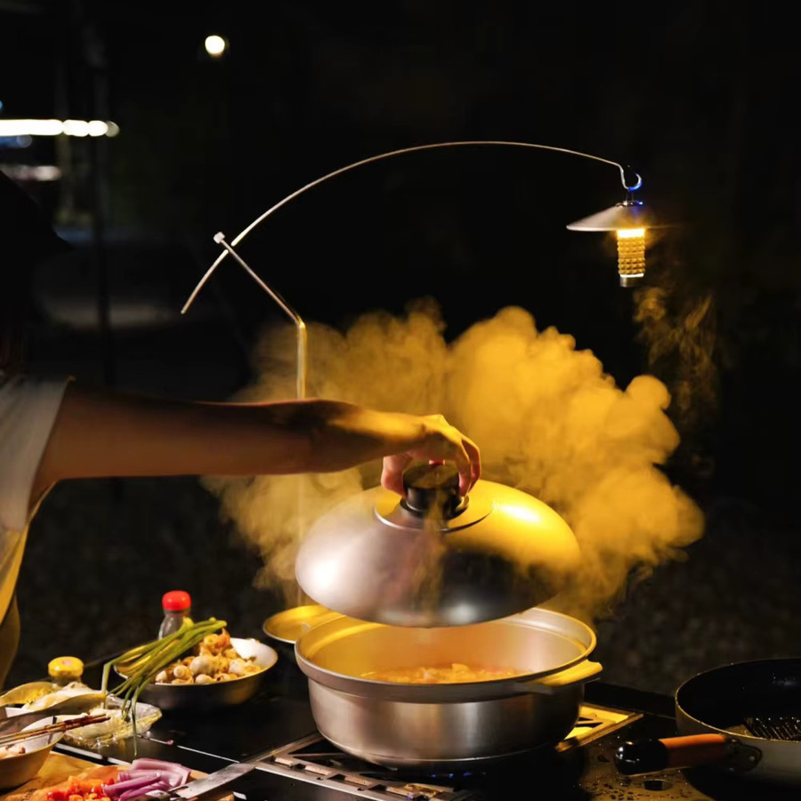 APWIKOGER Camping IGT Laternenhalter aus Aluminiumlegierung in Silber zum Aufhängen oder Aufstellen von Lampen für Outdoor-Einsätze - Bild 3