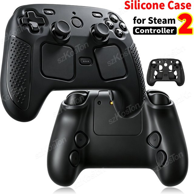 SZKOSTON Silikon-Schutzhülle für Steam Controller 2 in Schwarz, rutschfeste und stoßfeste Schutzschale - Bild 1