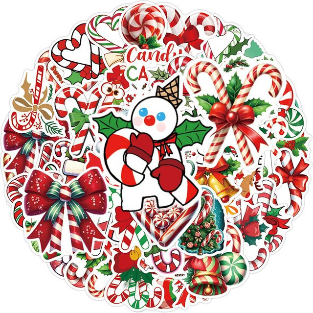 Charile Cartoon Weihnachten Zuckerstange Aufkleber, bunte Motiv-Aufkleber für Dekoration und Graffiti, Mehrfarbig - Bild 1