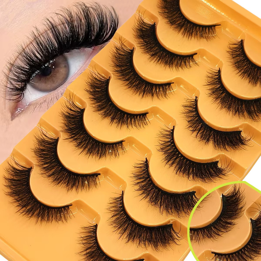 AMSDCN Künstliche Wimpern, 7 Paar, Black, 8D-Volumen - Bild 2