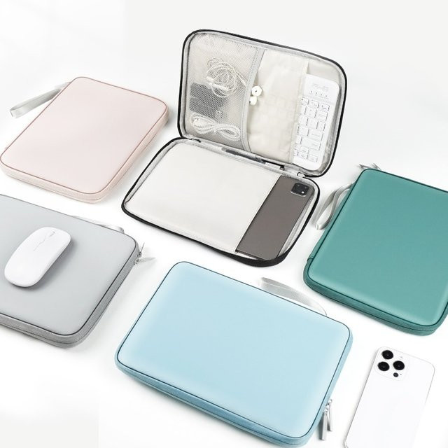 Stoßfeste Tablet-Tasche von xummen für 7,9–12,9 Zoll, tragbare Handtasche mit mehreren Taschen für iPad Pro, Samsung und Xiaomi, Farbe: Pink - Bild 1