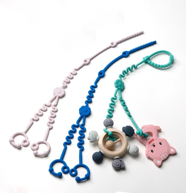 Silikon Baby Schnullerkette in Blau als Anti-Verlust Halter für Schnuller und Brustwarzenhalter - Bild 1