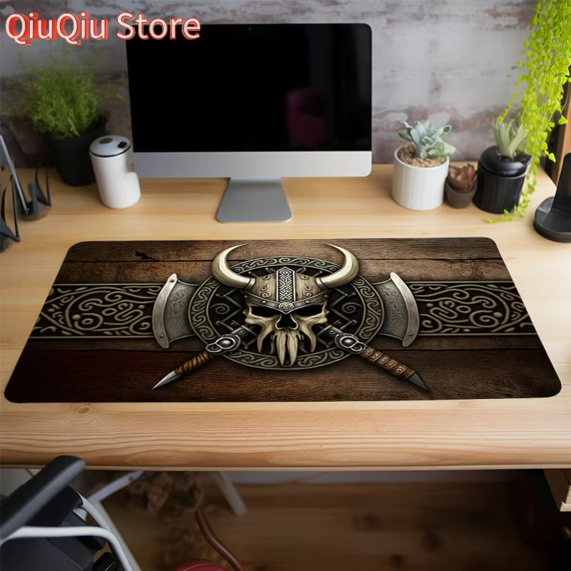 Potdemiel Viking Norse Skull XXL Gaming-Mauspad mit genähten Kanten und rutschfester Unterseite - Bild 3