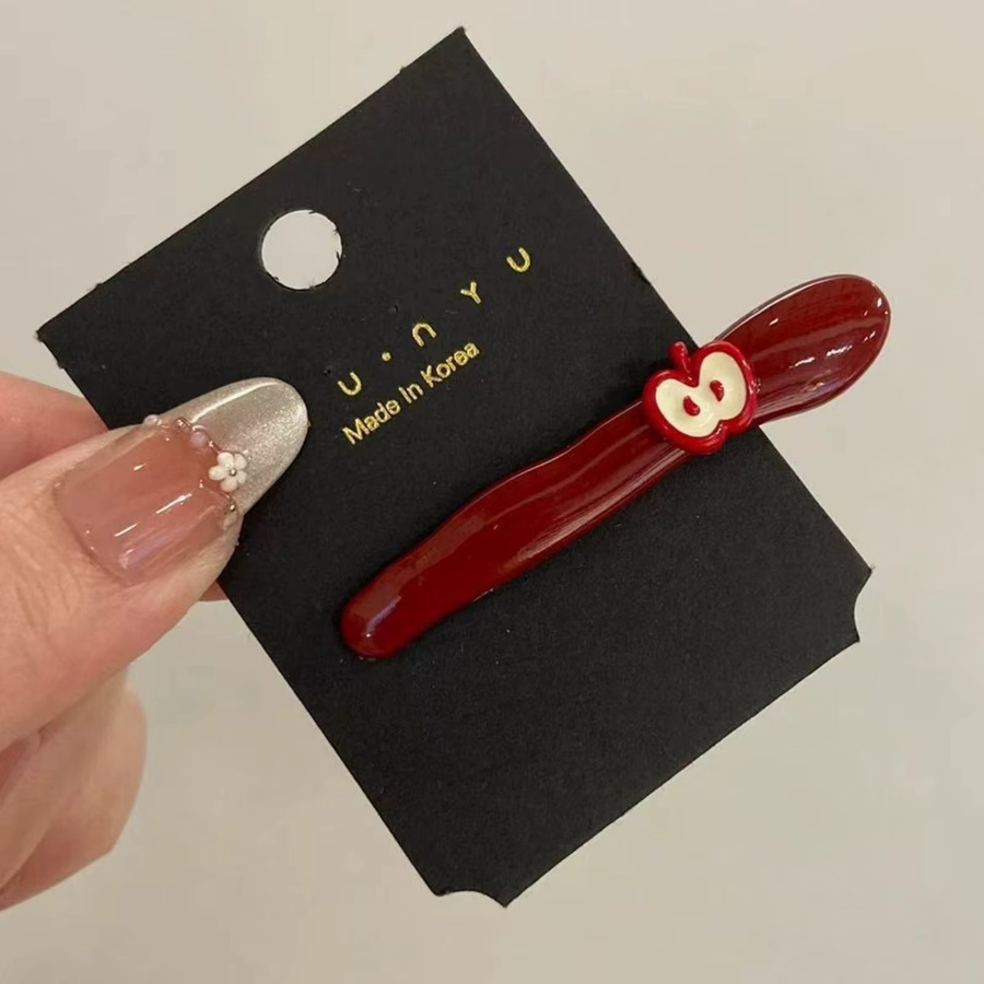 Haarspangen-Set, rotes Apfel-Motiv, Damen - Bild 1