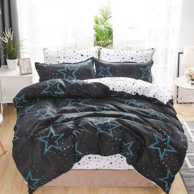 EGW Bettbezug mit Sternen-Aufdruck aus Polyester, Reversibles Design, Schwarz, B: 240 cm, H: 220 cm - Bild 5