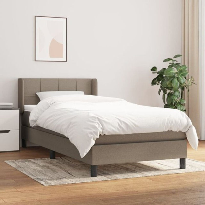 vidaxl Boxspringbett mit Matratze aus Stoff in Taupe meliert, B/T: 100 x 200 cm - Bild 1