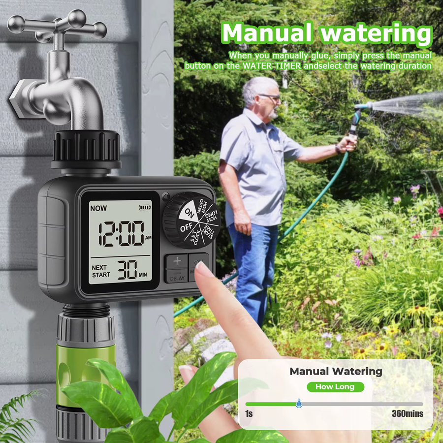 Eshico HCT-M02 Digitaler Wassertimer Automatischer Sprinkler-Regler für die Gartenbewässerung in Schwarz - Bild 2