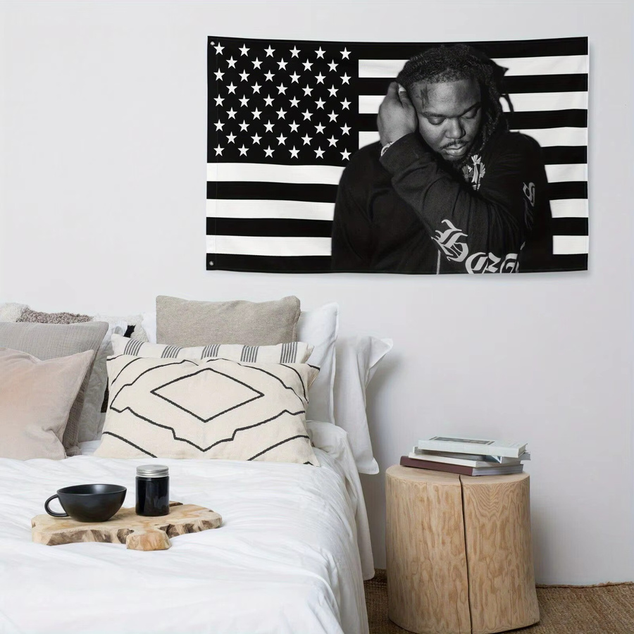 LUCKI Wandteppich Amerikanische Flagge mit Sternen und Streifen in Schwarz, Rechteckiges Textil-Banner - Bild 4
