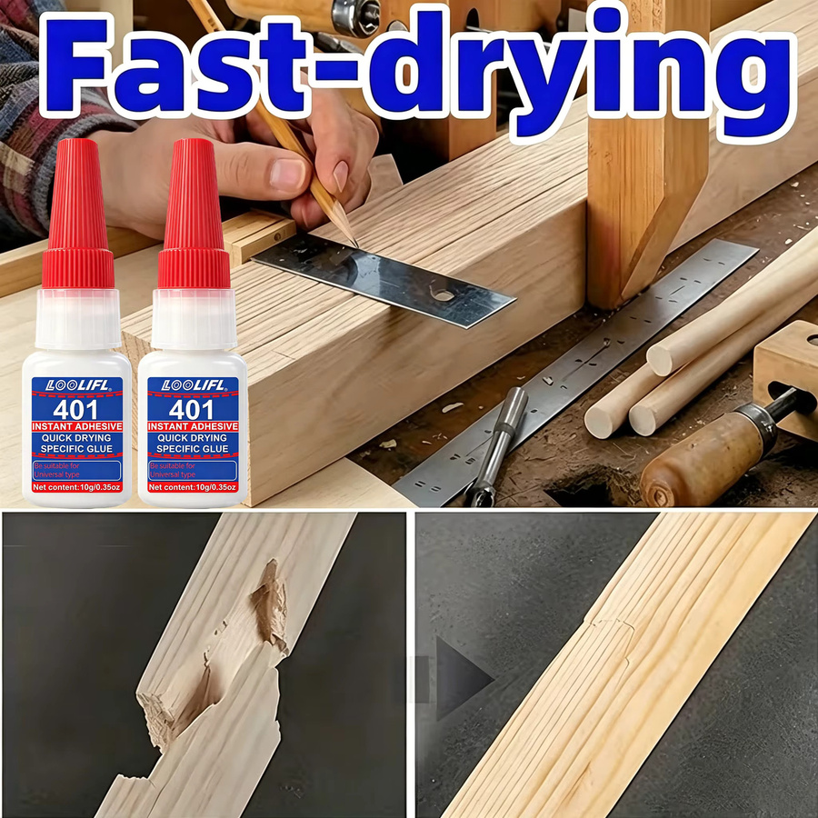 LOOLIFL Sekundenkleber 401 Transparent, Cyanacrylat-Sofortkleber für Kunststoff, Metall, Holz, Glas und Keramik, 10 ml - Bild 3