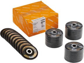 RHODIUS ALPHAline LSZ F2 VALUE PACK 40 Fächerschleifscheiben Schwarz, Durchmesser: 115 mm, Bohrung: 22,23 mm, Körnung: K80 - Bild 1