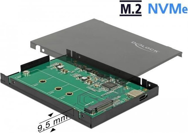 DeLOCK Externes M.2 NVMe PCIe SSD Gehäuse mit USB-C und USB 3.1 Gen 2, Schwarz - Bild 2