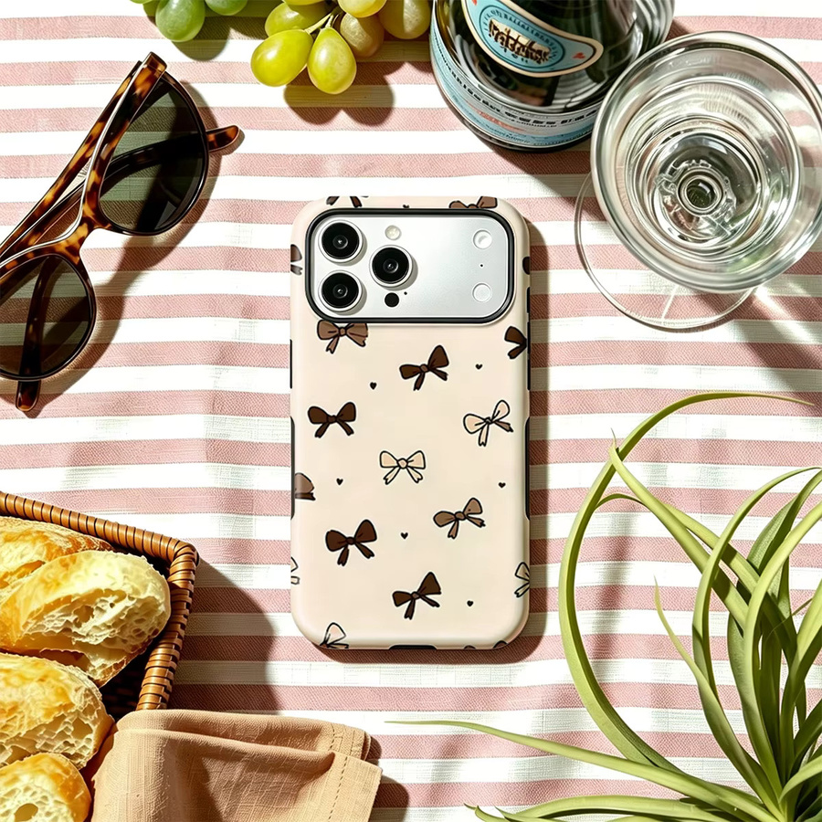 Potdemiel iPhone Hülle mit Schleifen Design in Braun für iPhone 17 16 15 Pro Max aus kratzfestem TPU mit erhöhtem Bildschirmrand - Bild 5