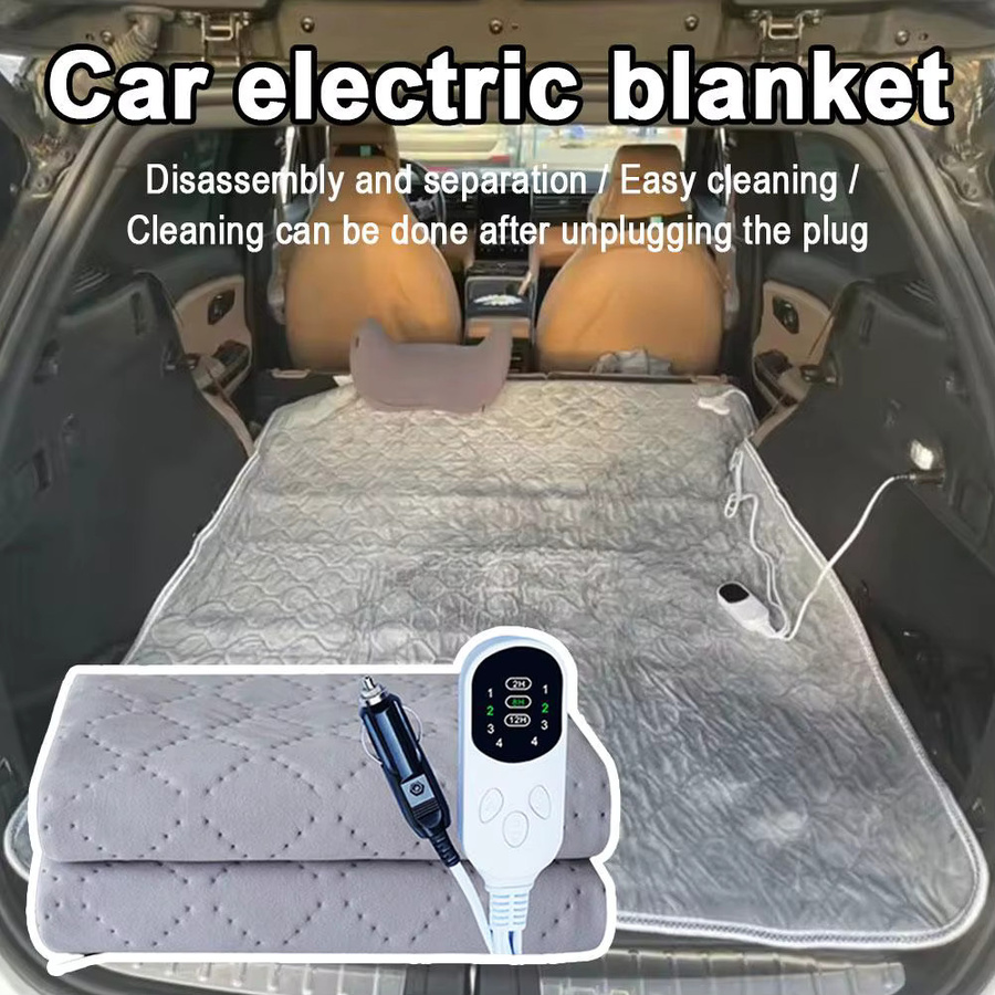 Elektrische Autoheizdecke 12V mit intelligenter Temperaturregelung und Timer Funktion in Grau für Winter Reisen und Camping - Bild 4