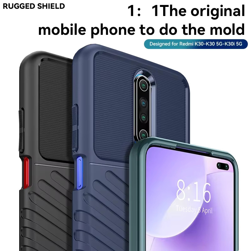Stoßfeste Silikon-Handyhülle von Xiaomi für Redmi K30 4G, Redmi K30 5G, Redmi K30i 5G und Poco X2 in Blau - Bild 3