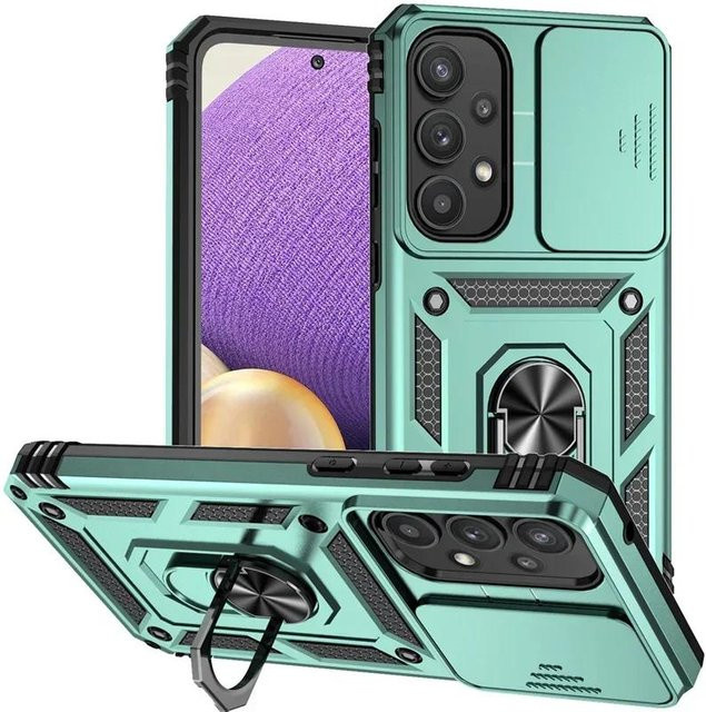 Stoßfeste Samsung Galaxy Hülle mit Ringhalter und Linsenschutz in Grün für Galaxy A54 5G, A14, A24, A34, A05, A05S, A15, A35, A55, A26, A36, A56 - Bild 1