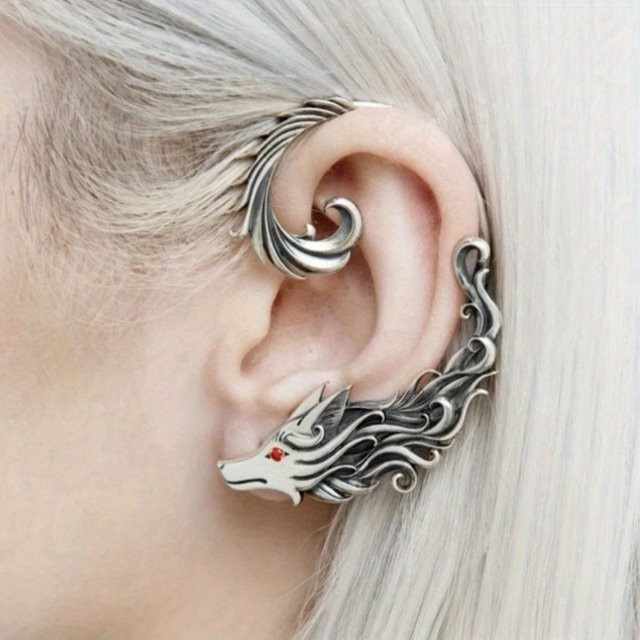 Wolf Clip Ohrringe, Silber, Damen, Vintage - Bild 1