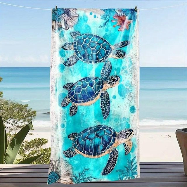 JMG Household Supplies Strandtuch Meeresschildkröte, Blau, Polyester, B/H: 50 x 100 cm - Bild 1