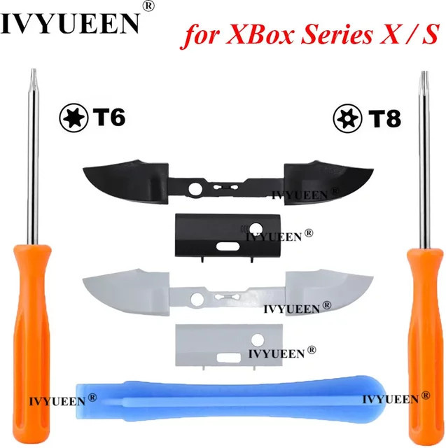 IVYUEEN 2 Sets RB LB Stoßstangen Trigger Button Mittelhalter für Microsoft Xbox Series X S in Schwarz inklusive Schraubendreher-Werkzeug - Bild 1