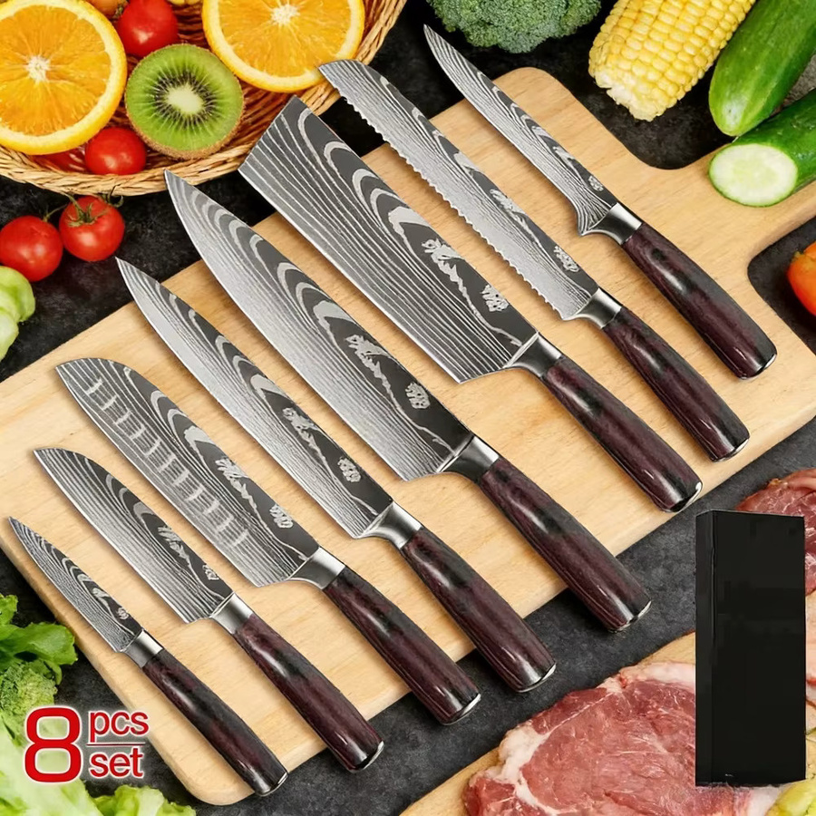 ZENG 8-teiliges professionelles Küchenmesser-Set mit Lasermuster und Geschenkbox für deine Küche - Bild 2