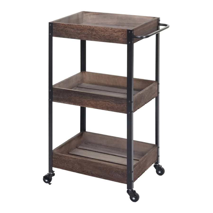 MCW Servierwagen H22 aus Massiv-Holz in Shabby Braun mit Rollen - Bild 2