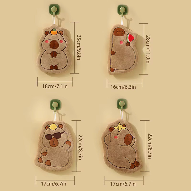 JETTING Handtuch mit Capybara Motiv aus Mikrofaser, schnelltrocknender Waschlappen für Bad und Küche in Gelb und Braun - Bild 3