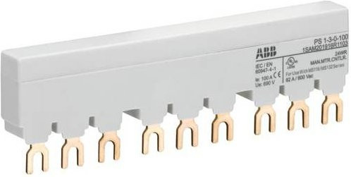 ABB PS1-3-0-100 3-Phasen-Sammelschiene für 3 MS116 / MS132, 100A, 16mm², weiß - Bild 1