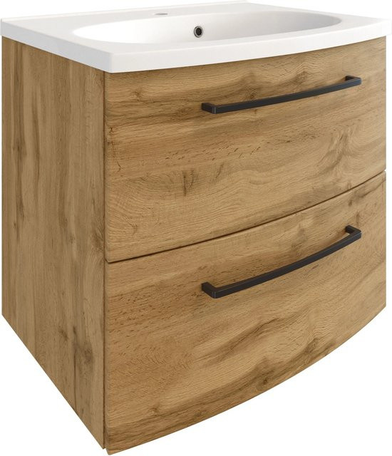 Held Möbel Einzelwaschtisch Florenz in Eiche Natur mit Mineralguss und Softclose, Breite: 60 cm - Bild 1