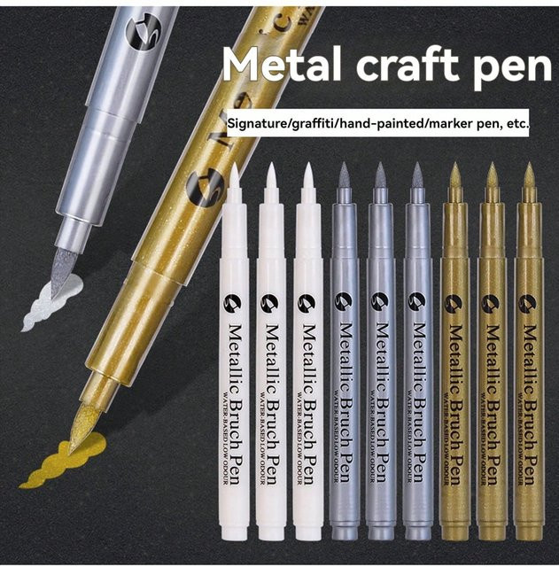 Kissbuty Metallic Marker Set mit 6 bis 12 Stiften in Weiß, Gold und Silber, wasserfeste Permanent Marker für DIY-Malerei auf Keramik, Bechern und Steinen - Bild 1