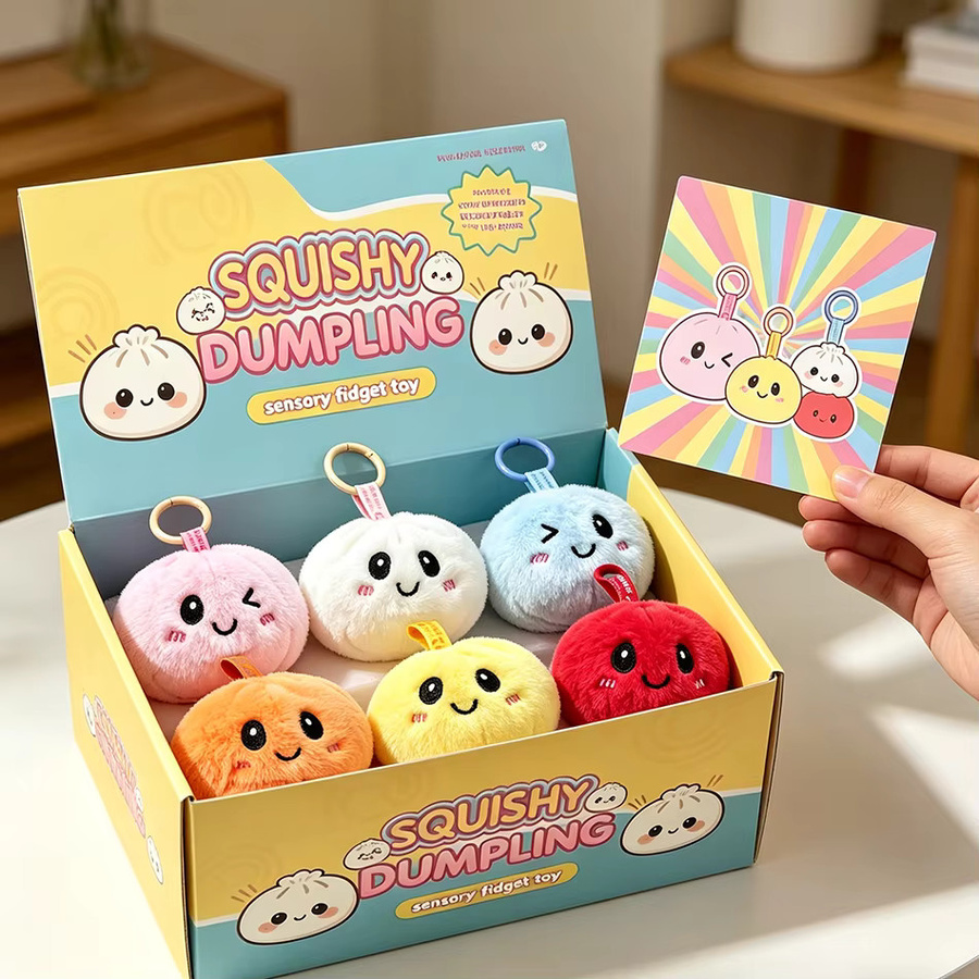 Bandai Kawaii Niedlicher Plüsch-Teigtaschen-Schlüsselanhänger mit Kugelkette - Bild 4