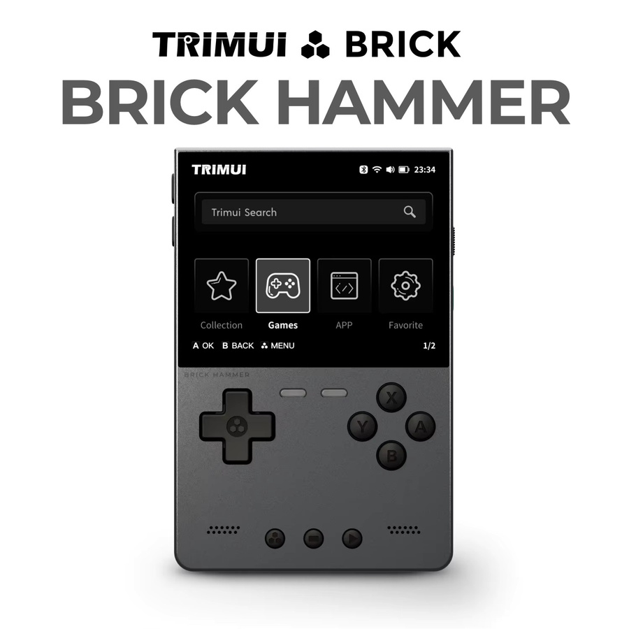 Trimui Brick Hammer Handheld-Spielekonsole mit 3,2 Zoll IPS-Bildschirm, Linux-System und Metallgehäuse in Gold - Bild 2