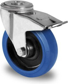CASCOO Rückenlochlenkrolle Serie R4F1 mit Totalfeststeller, Durchmesser: 100 mm, verzinkter Stahl - Bild 1
