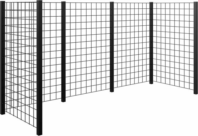 Plus Mülltonnenabtrennung aus Holz und Stahl in Schwarz zum Einbetonieren, B/T/H: 288 x 99 x 147 cm - Bild 1