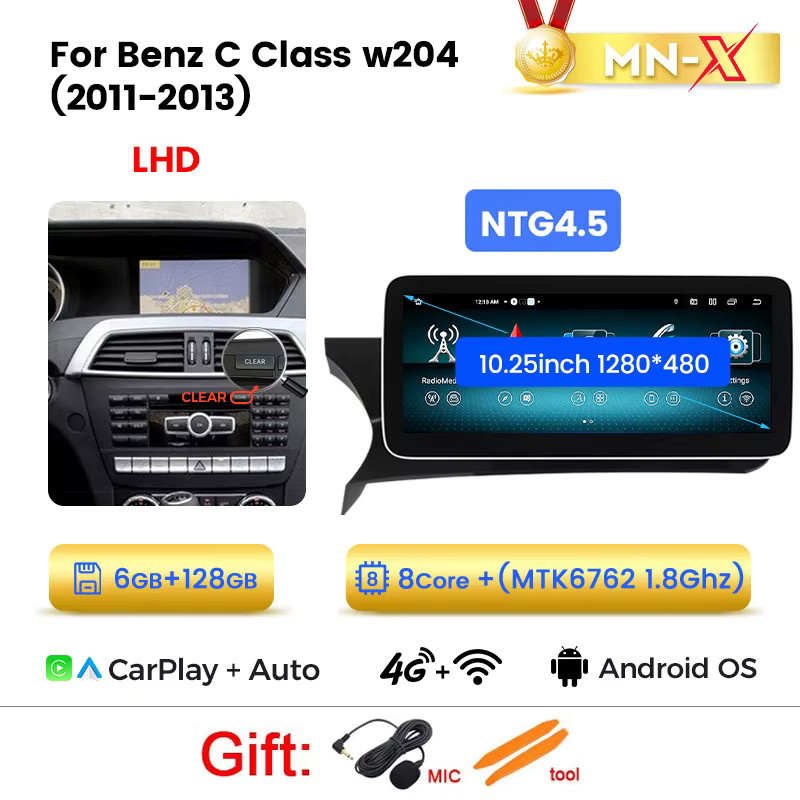 MEKEDE Android 15 Autoradio für Mercedes Benz C-Klasse W204 S204 2011-2013 mit 10,25 Zoll Display, NTG4.5, 8-Kern, Wireless Carplay, Android Auto, 4G LTE und WIFI in Schwarz - Bild 8