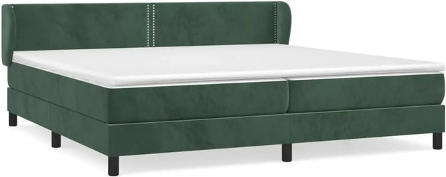 vidaXL Boxspringbett mit Matratze Dunkelgrün aus Samt und Massivholz, Hybrid-System mit Taschenfederkern, B/T: 200 x 200 cm - Bild 1