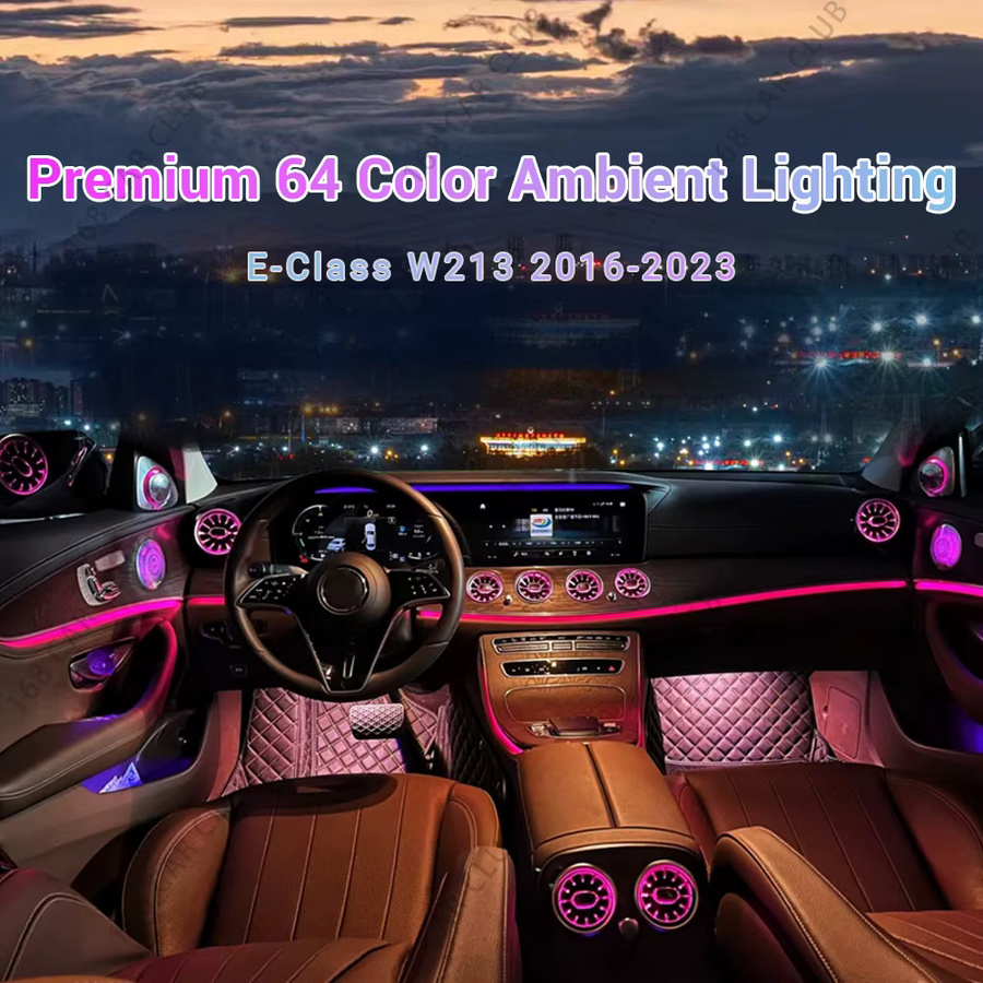 Drehbare 3D/4D LED-Lüftungsschlitze für Mercedes Benz W213 W238 E-Klasse und E-Coupé mit 64 Farben zur Innenraumbeleuchtung in Multicolour - Bild 3