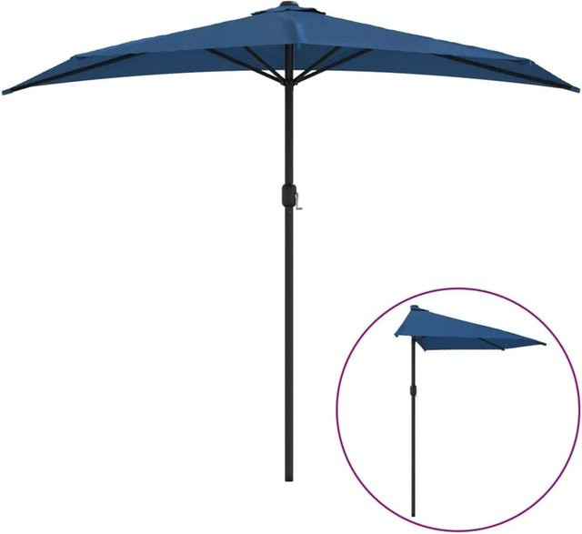 furnicato Balkon-Sonnenschirm Halbrund mit Alu-Mast in Blau, B/T/H: 270 x 144 x 222 cm - Bild 1