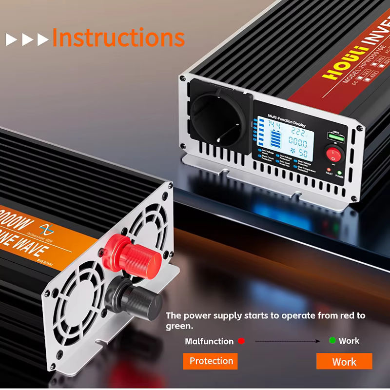 HOULI Reiner Sinus-Wechselrichter 12V/24V DC zu 220V AC Frequenzumrichter 50Hz für Auto und Spannungstransformation - Bild 6