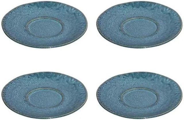 Leonardo Matera Kaffeeuntertassen aus Keramik, 4er Set, Blau, Durchmesser: 15 cm - Bild 1
