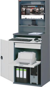 STIER Computerschrank Premium stationär aus Stahl mit Türen, Schloss, internen Schubladen und Regalböden, B/T/H: 65 x 52 x 177 cm - Bild 1
