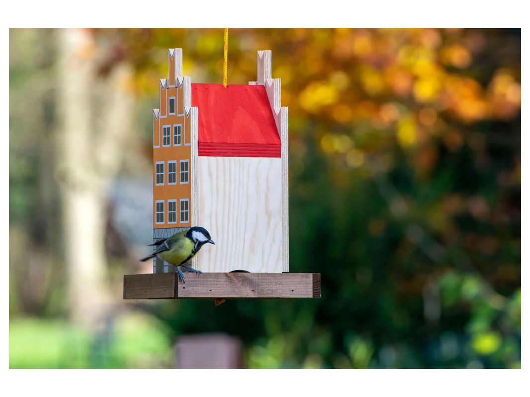 DOBAR Deko-Vogelhaus Münster aus Holz in Orange und Rot, H x B x T: 30 x 19 x 19 cm - Bild 3